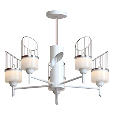 Modern Ceiling Chandelier Inna: Elegant Metal and Glass Design 3D model image 1 