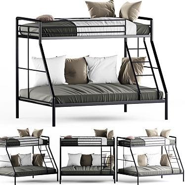 Modern Metal Twin Bunk Bed 3D model image 1 