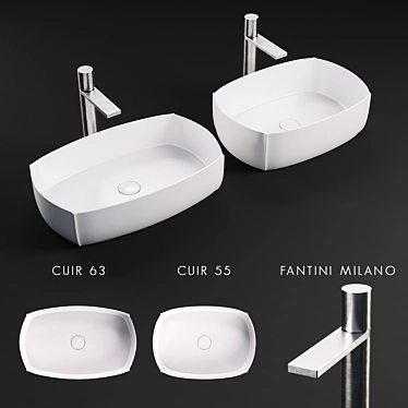 Arbi Cuir Countertop Washbasins - Elegant and Functional 3D model image 1 