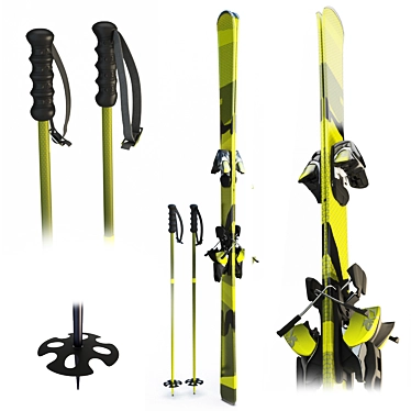 Extreme Ski Set: Skis and Sticks 3D model image 1 