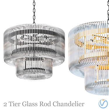 Elegant 2 Tier Glass Chandelier 3D model image 1 