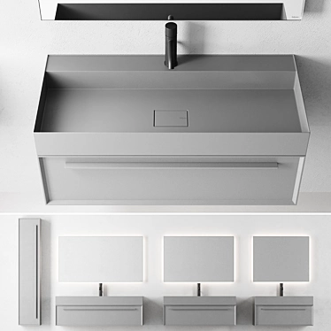 7.0 Set 2 | Wall-Mounted Drawers Vanity 3D model image 1 