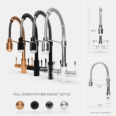 Sleek Pull-Down Kitchen Faucet 3D model image 1 