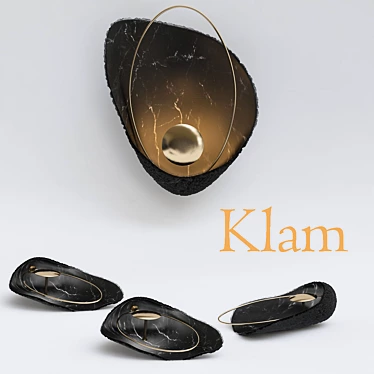 Sleek Black Clam Pendant Light 3D model image 1 