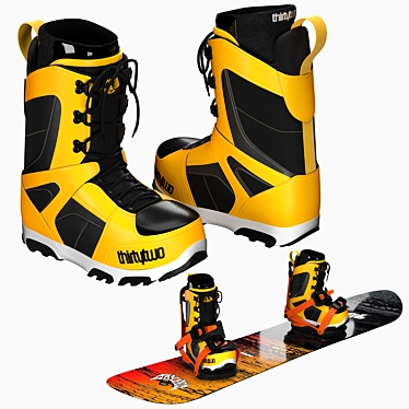 Ultimate Snowboard Package: Lib Tech Board, ThirtyTwo Boots & Union Bindings 3D model image 1 