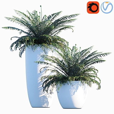 Lush Sword Fern: Potted Greenery 3D model image 1 