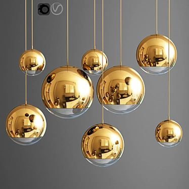 Reflective Elegance: Mirror Ball Pendant 3D model image 1 