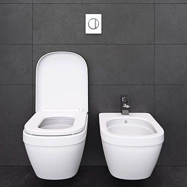 Elegant Flush Button Toilet 3D model image 1 