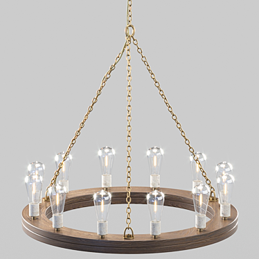 Geoffrey Wood & Iron Chandelier 3D model image 1 