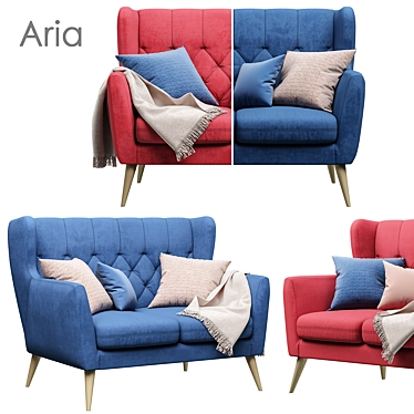 Elegant Aria 2-Seater Sofa 3D model image 1 