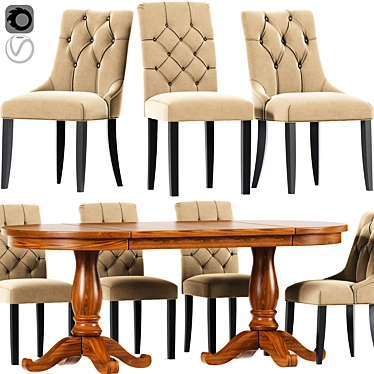 Classic Chesterfield Dining Chair Set 3D model image 1 