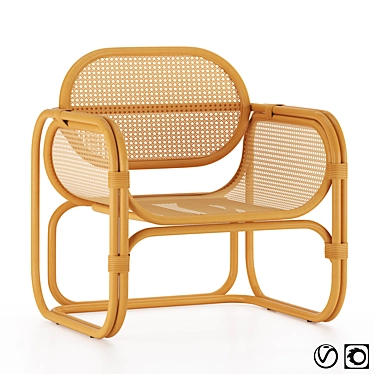 Minimalist Rattan Lounge Chair 3D model image 1 