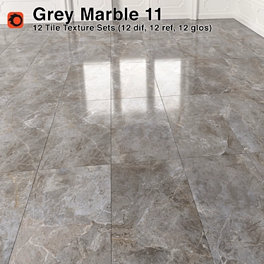 Gray Marble Tiles - High Quality Texture 3D model image 1 