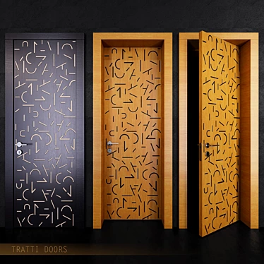 Elegant Tratti Wenge Oak Door 3D model image 1 