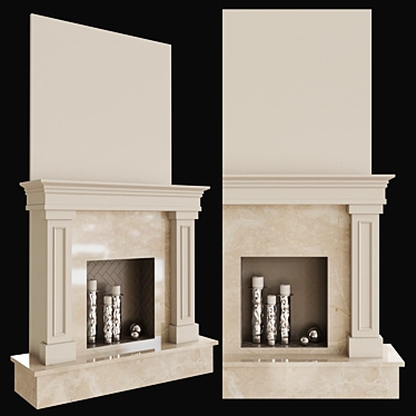 Elegant Decorative Fireplace 3D model image 1 