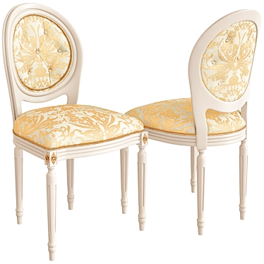 Elegant Round Back Upholstered Chair 3D model image 1 