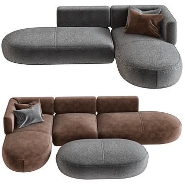 Elegant Bowy Sofa: Urquiola x Cassina 3D model image 1 