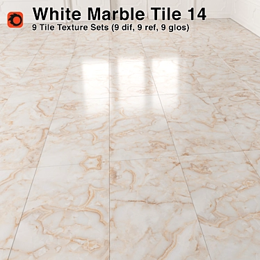Premium White Marble Tiles 3D model image 1 