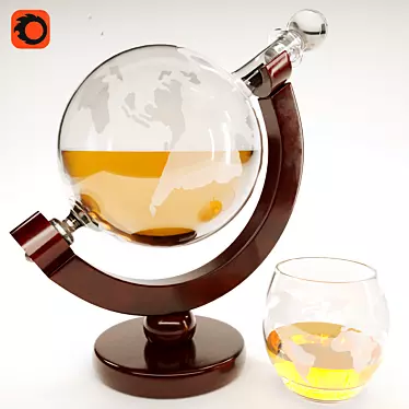 Globe Whiskey Decanter: Exquisite PBR Design 3D model image 1 