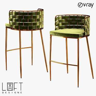 LoftDesigne 30434 Bar Stool: Sleek Metal Frame & Cozy Fabric Seat 3D model image 1 