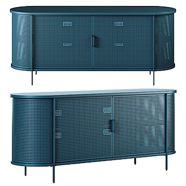 Sleek Perforated Metal Buffet by West Elm 3D model image 1 