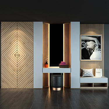Modern Hallway Cabinet Set 3D model image 1 
