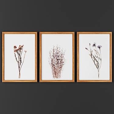 Elegant Trio Picture Frame Set 3D model image 1 