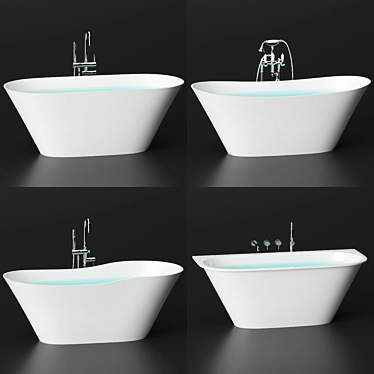 Luxury Holbi Bath Set: Stone Tubs & Stylish Faucets 3D model image 1 