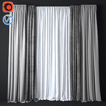 Elegant 48-inch Curtain 3D model image 1 