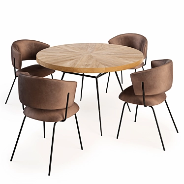 Modern Dining Set: Portello Chair & Frank Table 3D model image 1 