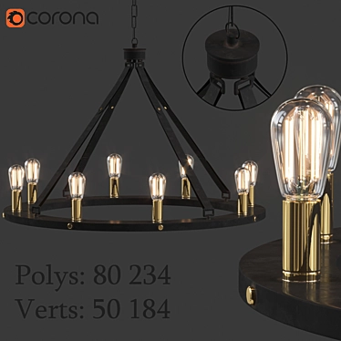 Mixed Metals Leather Strap Chandelier 3D model image 1 