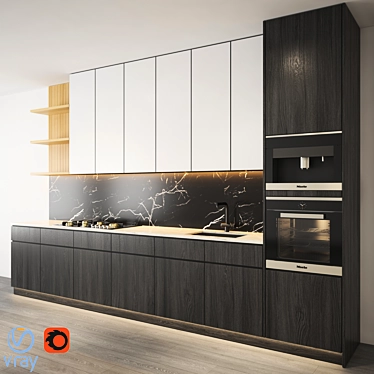 Modern 3Dmax Kitchen Cabinet 3D model image 1 