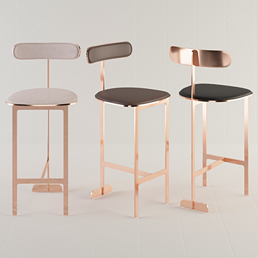 Nordic Rose Gold Bar Stool 3D model image 1 