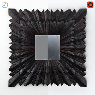 Dark Pine Square Mirror 3D model image 1 