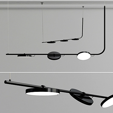 Versatile Black Adjustable Pendant Light 3D model image 1 