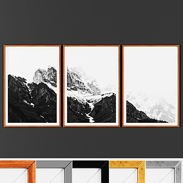 3-Piece Picture Frame Set: Choose from 5 Elegant Frame Options 3D model image 1 
