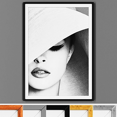 5 Variant Picture Frames: Black, Grey, Wood, Gold, Silver 3D model image 1 