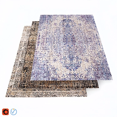 Luxurious Silk & Wool Blend Nepalese Carpet 3D model image 1 