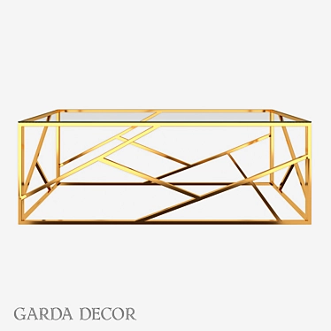 Golden Glass Coffee Table with Stainless Steel Base 3D model image 1 