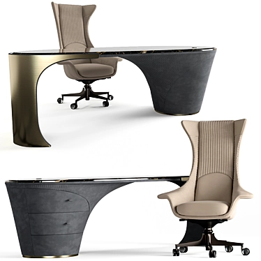 Luxury Jet Desk & Armchair Set 3D model image 1 