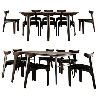 Elegant Verona Dining Table & Samurai Chair 3D model image 1 