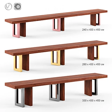 6-Piece Luxury Bench: IL PEZZO 3D model image 1 