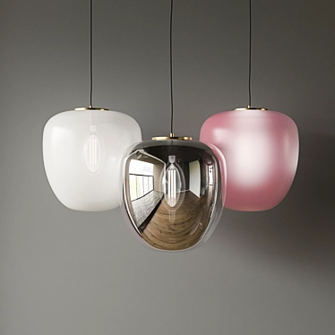 Elegant Glass Pendant Lamp in Rosebrass 3D model image 1 