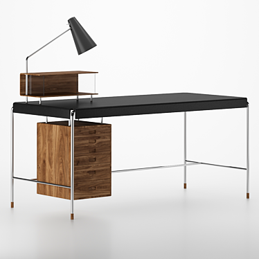 Modern Walnut Oil Black Society Table 3D model image 1 