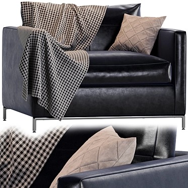Sleek Leather Armchair: B&B George 3D model image 1 
