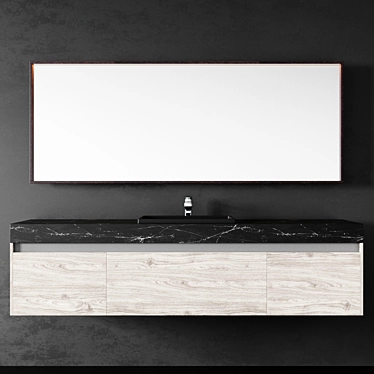 Sleek Hanging Dressing Table with Mirror 3D model image 1 