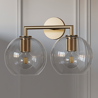 Elegant Double Sconce with Globe Shade 3D model image 1 