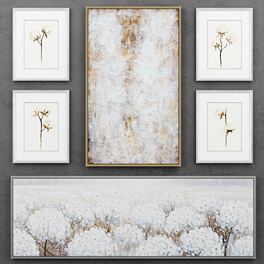 Title: Modern Abstract Floral Painting Set 3D model image 1 