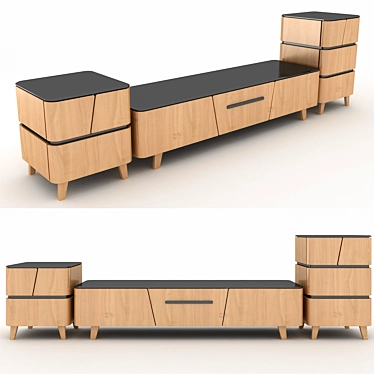 Modern Wood TV Stand 3D model image 1 