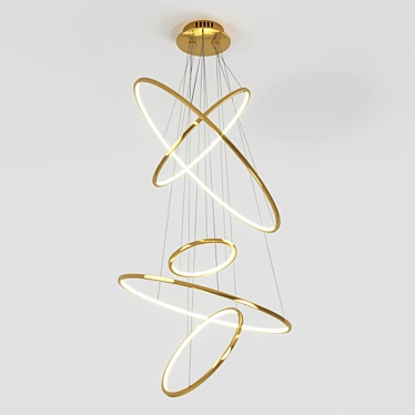 Golden Art-Deco Pendant Light 3D model image 1 